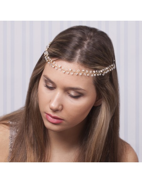 Model Golden Jewelry Headpiece