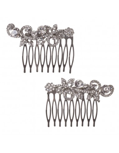 Silver cher wedding combs