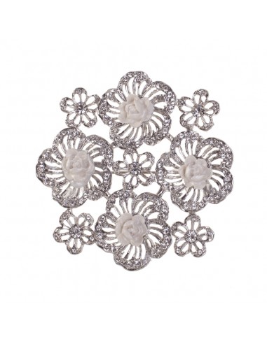 Broche Rosita estilo floral con flores de porcelana