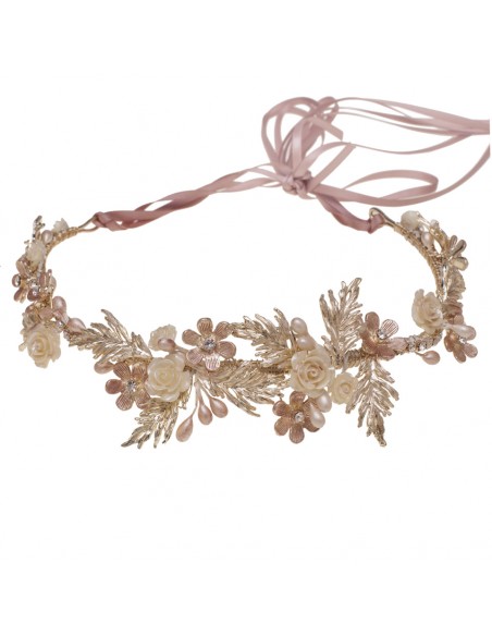 Pink and Golden Bridal Crown