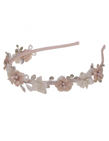 Diadema fine comuon in ivory and pink