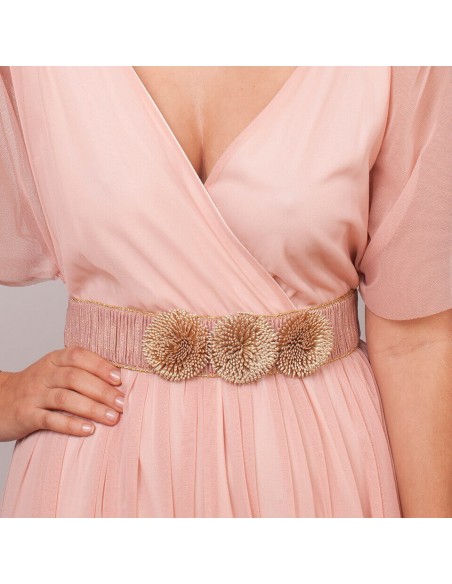 model margot party belt in nude and gold