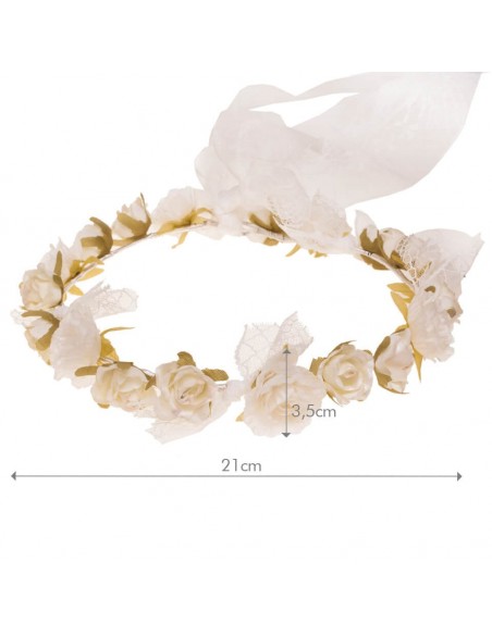 Crown of flowers for communion, roots and invited. measures. inga ivory
