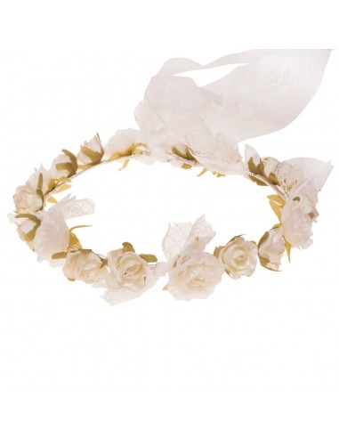 Crown of flowers for communion, caps and invitations. inga ivory