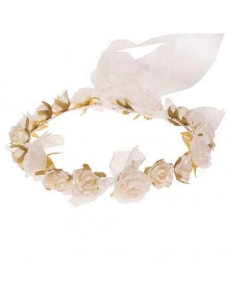 Crown of flowers for communion, caps and invitations. inga ivory