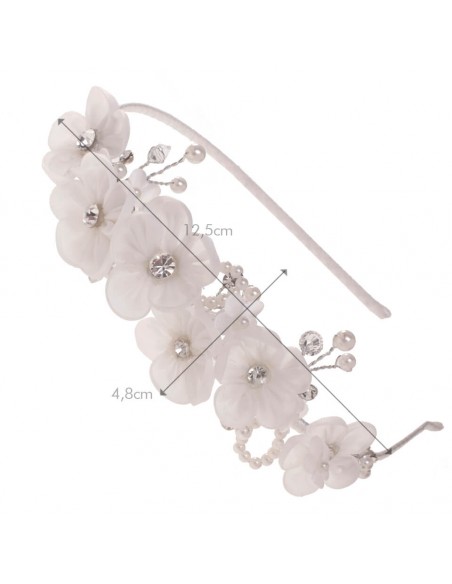 White diadem for girls of communion in ivory color