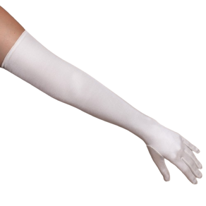 ZAZA BRIDAL Girls Satin Gloves with flowers across the wrist with pearl centres 