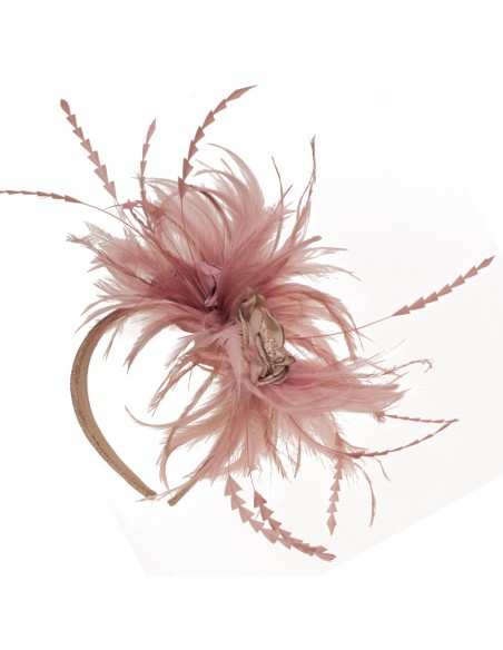 Diadem nella feathers for invited old rose