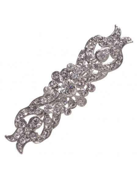 Clairy crystal and silver brooch for party dress
