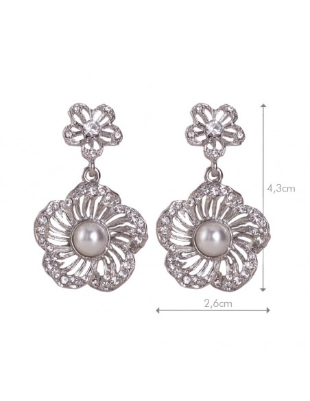 Earrings  guest with flower adorned with pearl