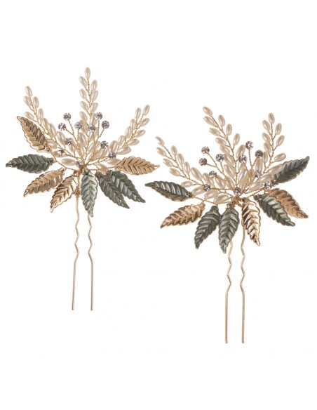 Anya wedding forks in golden and green