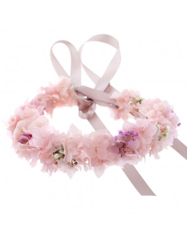 Corona Amal en color rosa para niña de comunión, arras, novia o invitada