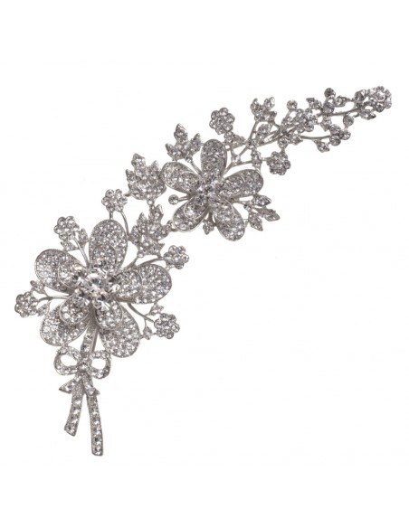 Broche Avis plata con cristal para vestido de fiesta