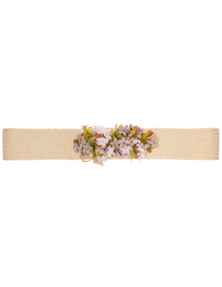 Flower belt for communion dress or guest. miriam Ivory/Toasted.