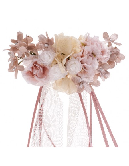 Pink and Ivory Headpiece Flower Girl