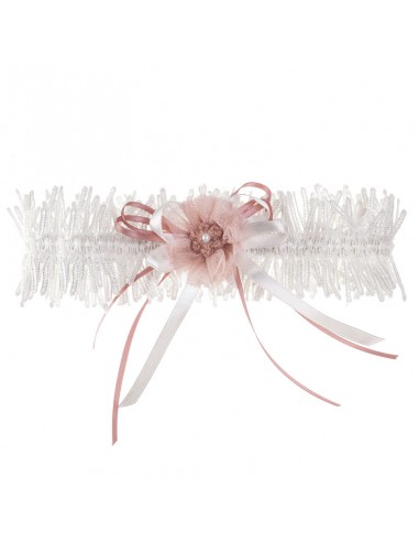 Wedding garter with pink ornament