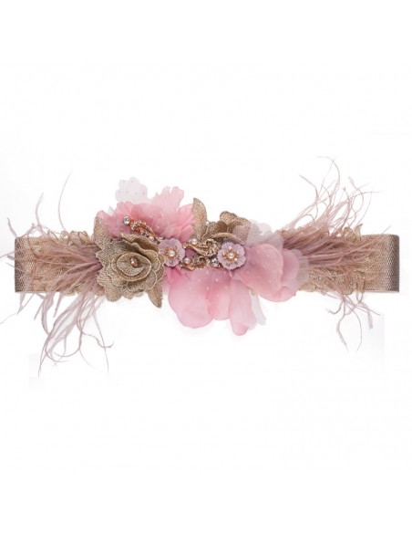 flower belts for pink and gold party dresses