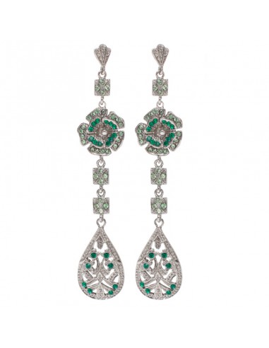 long green earrings for guest with flower