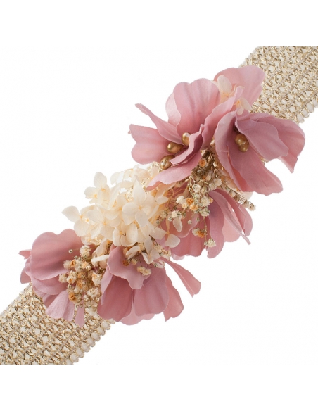 cinturon de flores  con goma elastica detalle
