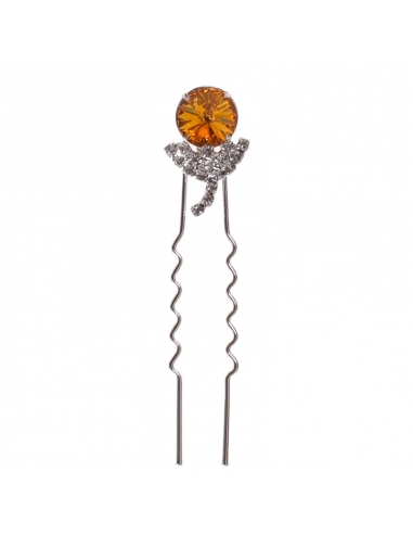 Hairpin for wedding amber color crystal