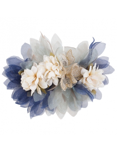 Broches de flores para vestidos de fiesta marfil azul