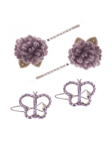 Pack Hair Clips Butterfly (x4) Mauve