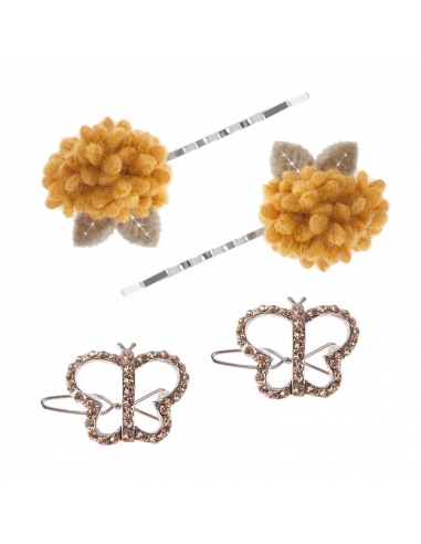 Flower clips and baby butterflies mustard color