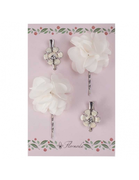 ivory flower clips in packs