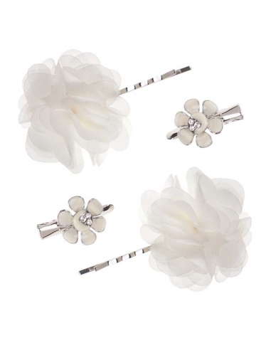 Ivory flower hair clips