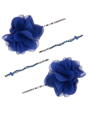 Clips de flores azulon para niña