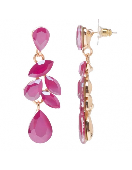 Long Fuchsia and gold party earrings