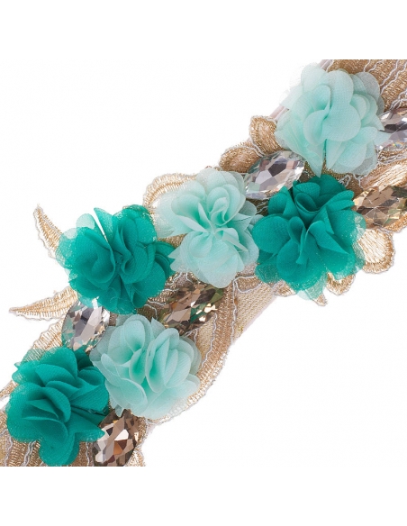 Cinturon de flores para vestido de fiesta irina detalle
