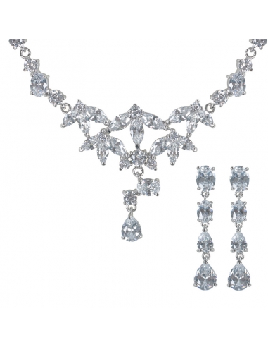 conjunto de collar y pendientes de cristal para novia o invitada