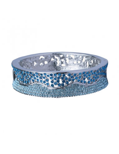 Silver rigid bracelet with blue crystals
