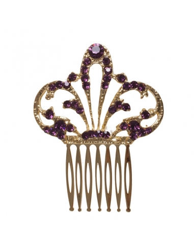 Gold and burgundy hair comb Patricia