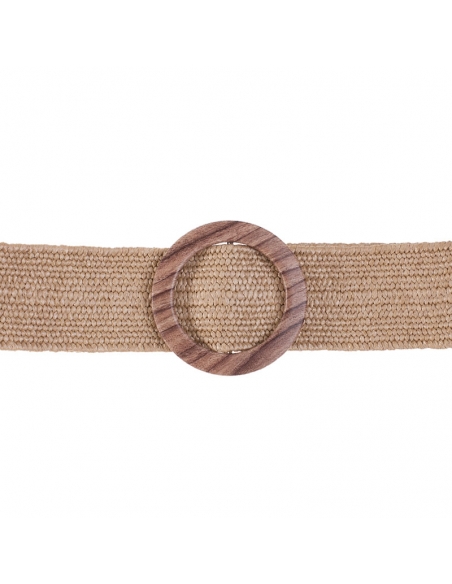 Elastic belt with brown ornament