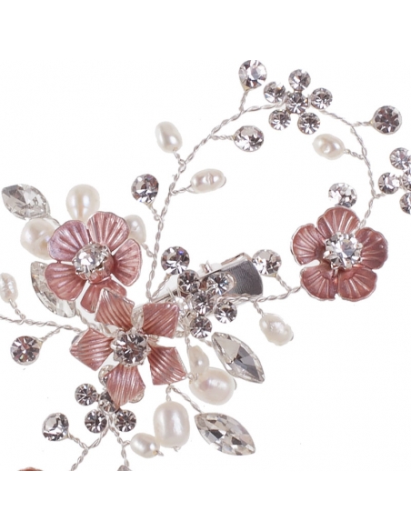 Headdress for wedding Ivya crystal and pearl