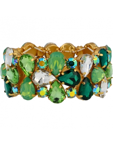 Golden woman bracelet with crystal in color Green