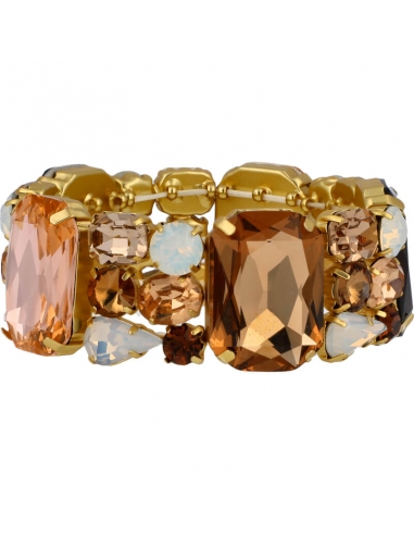 Golden woman bracelet with crystal in color nude and beige