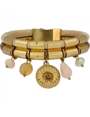 Golden woman bracelet with crystal and fancy decorations