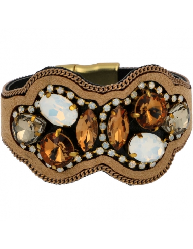 Women's bracelet in bohemian style leather with magnetic clasp