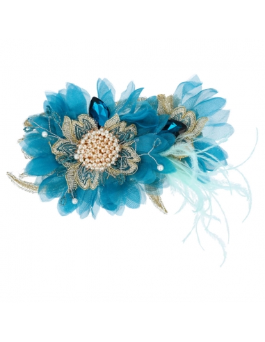 Flower brooch for guest turquoise