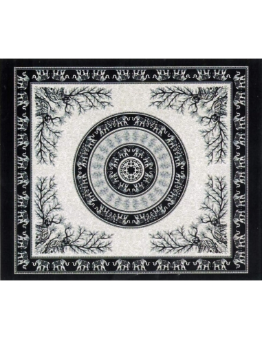 Mandala Tapestry Black and Beige