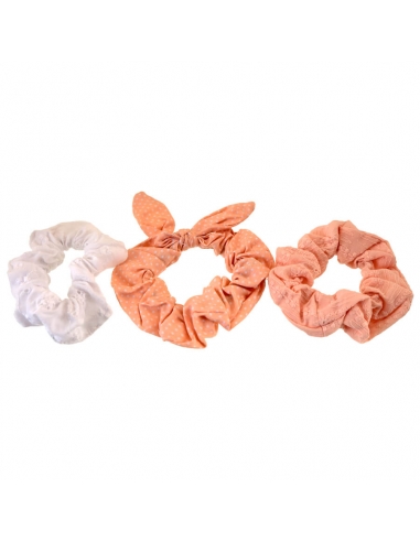 Scrunchies girl colors salmon and white