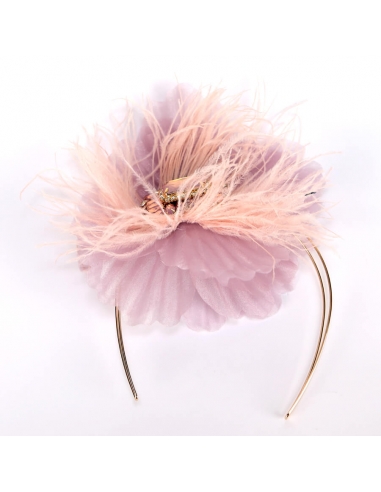 Headband feathers guest floral style in mauve and pink colors
