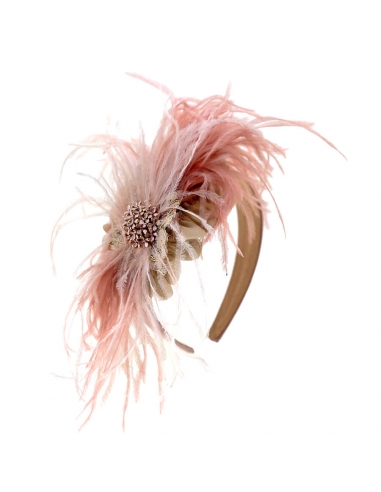 Diadema plumas invitada rosa nude