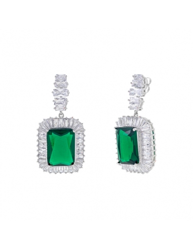 Pendientes boda circonitas verde esmeralda