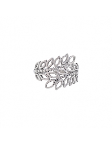 Silver Adjustable Steel Ring Leaves