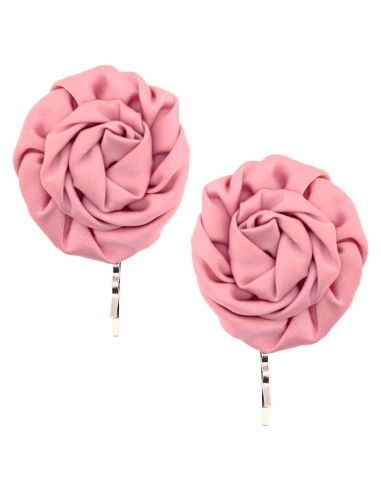 Pink Satin Flower Hairpins (x2) Pink