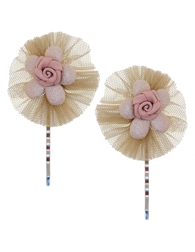 Set Children's Hairpins beige and pink color